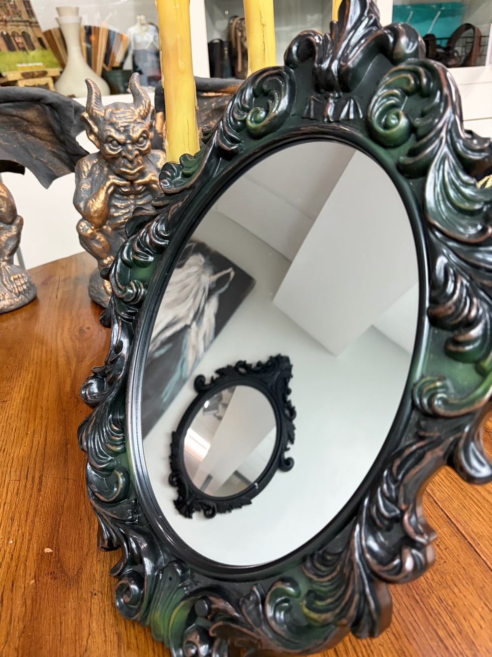 Animated Talking Witch Haunted Mirror Halloween Decor 17β Gothic Ornate Mirror - Picture 8 of 8